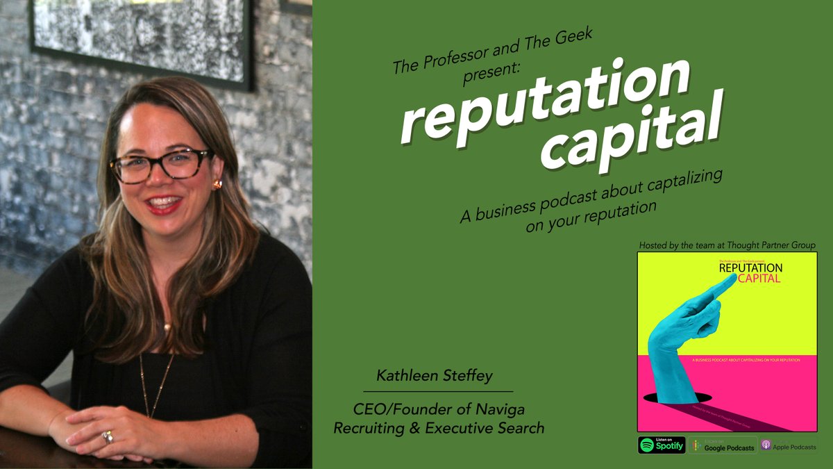 Founder and CEO of <a href="/NavigaServices/">Naviga Recruiting</a>, Kathleen Steffey, shares her knowledge and experience in successful recruiting. Our conversation is just the beginning. 

The Reputation Capital podcast is hosted by <a href="/drkent/">Dr. Kent</a> and <a href="/HugoDevereaux/">Hugo Devereaux</a>.

Listen now: pod.thatmatters.org/RC-Kathleen-St….
