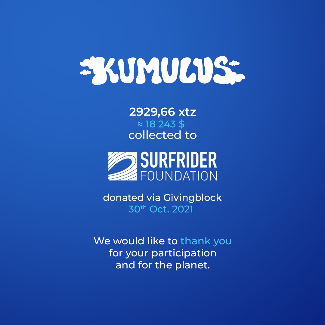The last 33% of our 56000$ donation went to the non-profit <a href="/Surfrider/">Surfrider Foundation</a>. We used <a href="/TheGivingBlock/">The Giving Block</a> in to send 2929 <a href="/tezos/">Tezos</a>!
We can be proud! 🌊🌍
