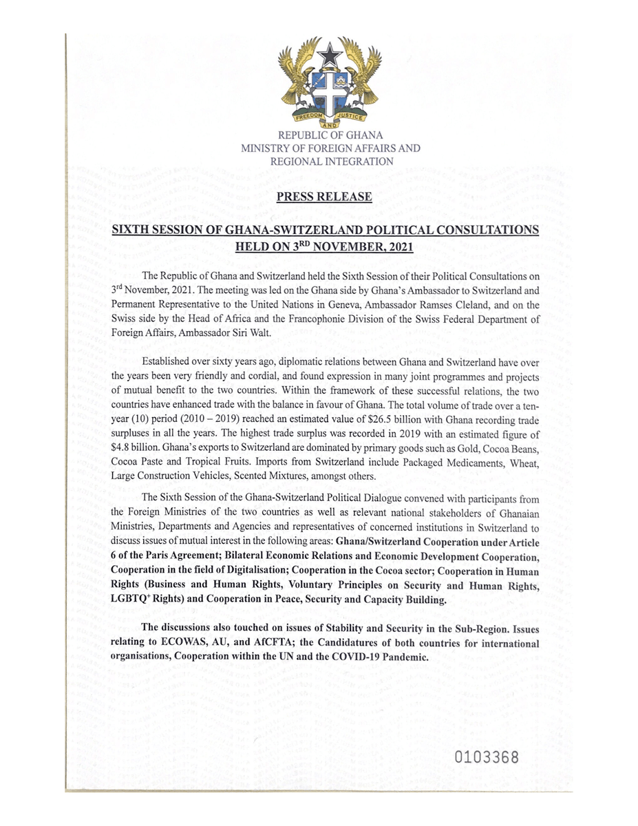 GhanaMFA's tweet photo. Press release. #GhanaMFA #MFARI https://t.co/EjHwhGmdrH