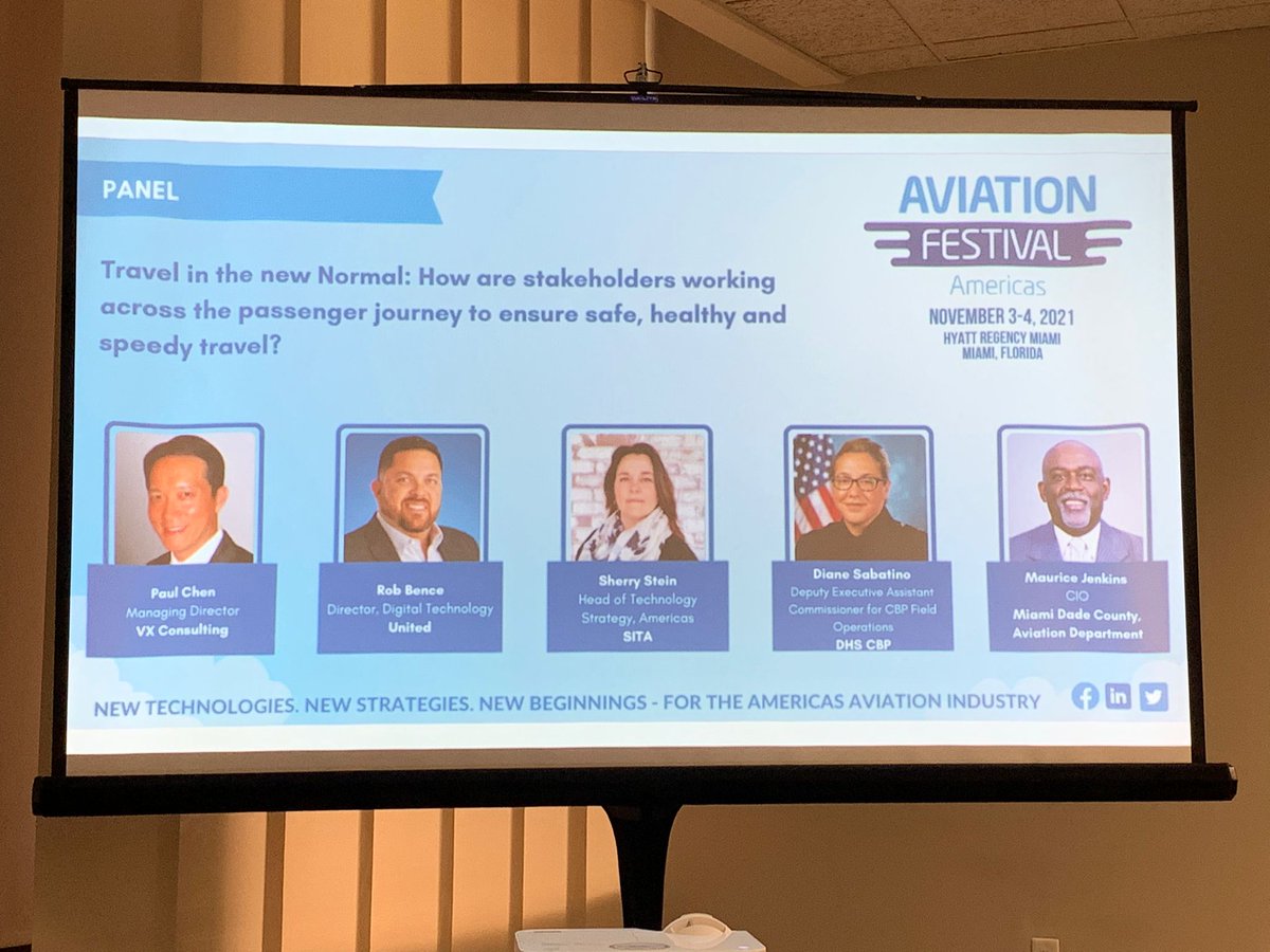 SITANAM's tweet photo. Great first day at #AviationAmericas in Miami! Thank you, @united @iflymia @DHSgov @VXConsulting for a fantastic session discussing how the #ATI is now providing a safe, healthy and speedy passenger journey with the use of #biometrics https://t.co/mDCox09Yrq