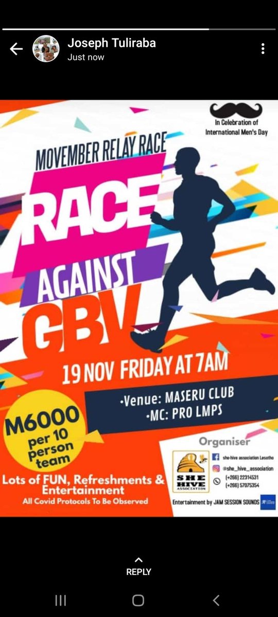 she_hive's tweet photo. She-Hive Association will be celebrating International Men's Day "Movember" on Friday 19th November under the theme; “A Race Against GBV”

The aim of this “RACE AGAINST GBV” is to draw a picture or outline a simulation of the circle of GBV in our country. https://t.co/MBdcUHH01s