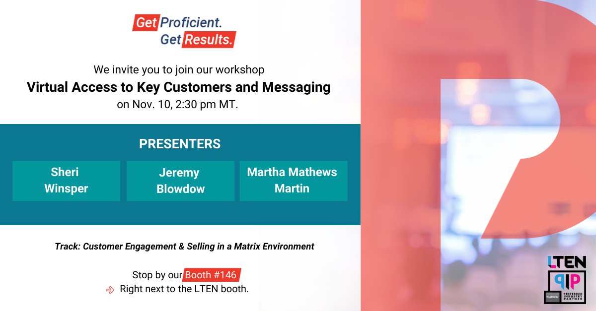 ProficientLearn's tweet photo. #GetProficientGetResults ๐ฅ
We invite you to join our workshop ๐ฉ๐ถ๐ฟ๐๐๐ฎ๐น ๐๐ฐ๐ฐ๐ฒ๐๐ ๐๐ผ ๐๐ฒ๐ ๐๐๐๐๐ผ๐บ๐ฒ๐ฟ๐ ๐ฎ๐ป๐ฑ ๐ ๐ฒ๐๐๐ฎ๐ด๐ถ๐ป๐ด on Nov. 10, 2:30 pm MT. Stop by our booth #146, right next to the #LTEN booth.
@yourLTEN #LTEN2021 #getproficient https://t.co/3r6VWXjPqb