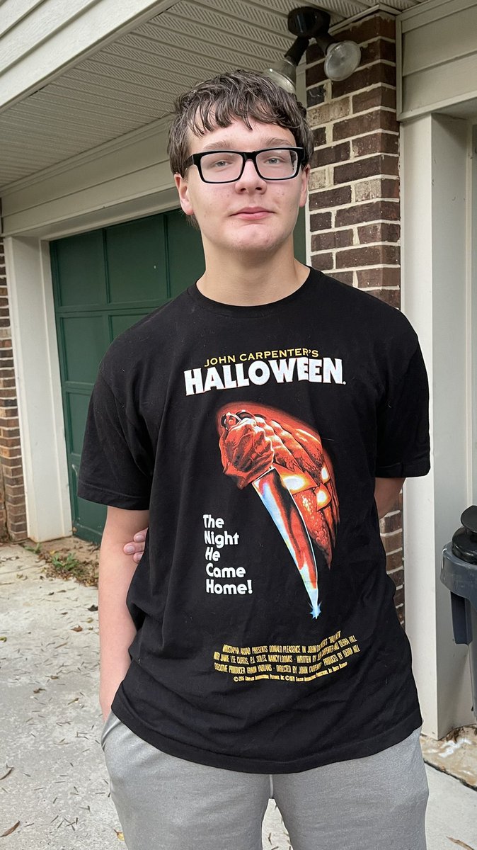assembled_chaos's tweet photo. My #teenager was too cool to dress up for #halloweeen so this was his #costume this weekend at least I see a small smirk https://t.co/Tn6vllJVC5