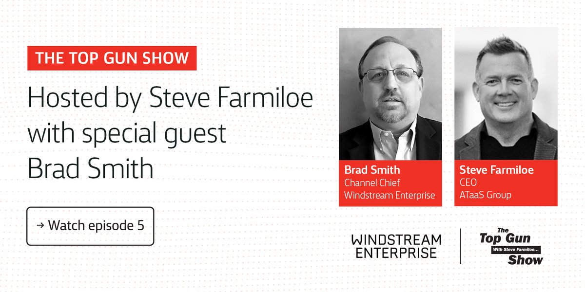 Windstream Channel Chief Brad Smith joins Steve Farmiloe on the #TopGunShow this week. Stay tuned to learn more. #TeamWE okt.to/rphybJ