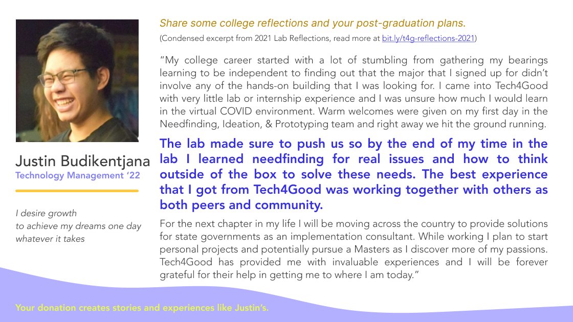tech4good_ucsc's tweet image. “The lab made sure to push us so by the end of my time I learned needfinding for real issues and how to think outside of the box to solve needs.” — Justin Budikentjana, 2021 Reflections. Support stories like these: bit.ly/3EivZTI #PublicInterestTech #give2UCSC @BaskinEng