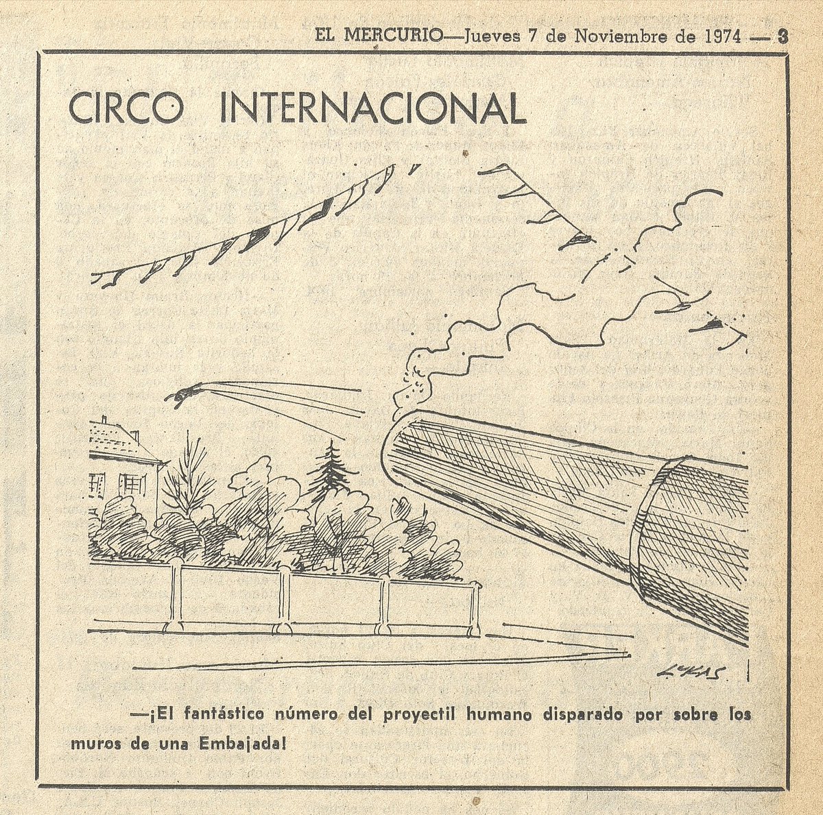 izzobonid's tweet photo. Hace 47 años, luego de asesinarla,  la dictadura arrojó a Lumi Videla a los jardines de la Embajada de Italia, @ItalyinChile. 
El infame Lukas publicó en El Mercurio esta oda a la barbarie. https://t.co/pdgQlkALHt