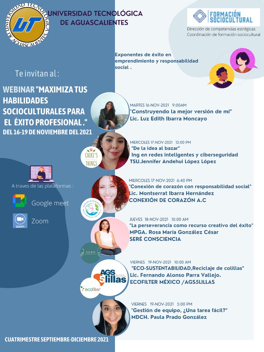 luzedith_ibmon's tweet photo. Éste próximo 16 de noviembre estaré participando en el webinar que organiza la @UTAAGS ... Ahí los espero!😊✌
-
#webinar #utags #psicoanalista #psicología #psicóloga #lamejorversiondemi #Aguascalientes #México #LuzIbarraPsicoanalista https://t.co/iHj1GPQ8C9