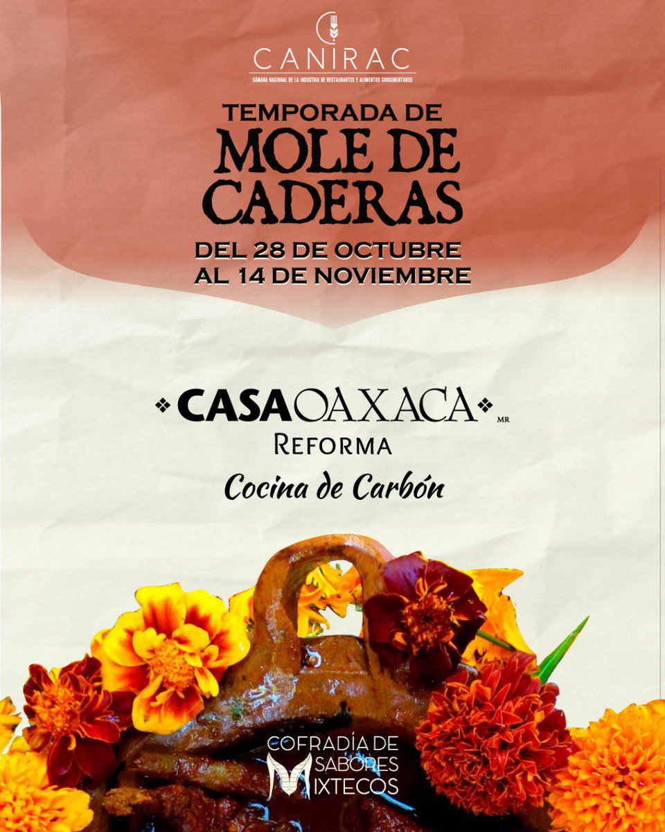 ¡Llegó una de las épocas más deliciosas del año! 🐐🥘 
A disfrutar un buen mole de caderas se ha dicho 🍖🔥
-
#CasaOaxacaReforma #CocinaDeCarbón #MoleDeCaderas #Mole #GastronomíaOaxaqueña #Comida #Food #Restaurante #Oaxaqueño #Oaxaca #México <a href="/chefalexruiz/">Alejandro Ruiz</a>