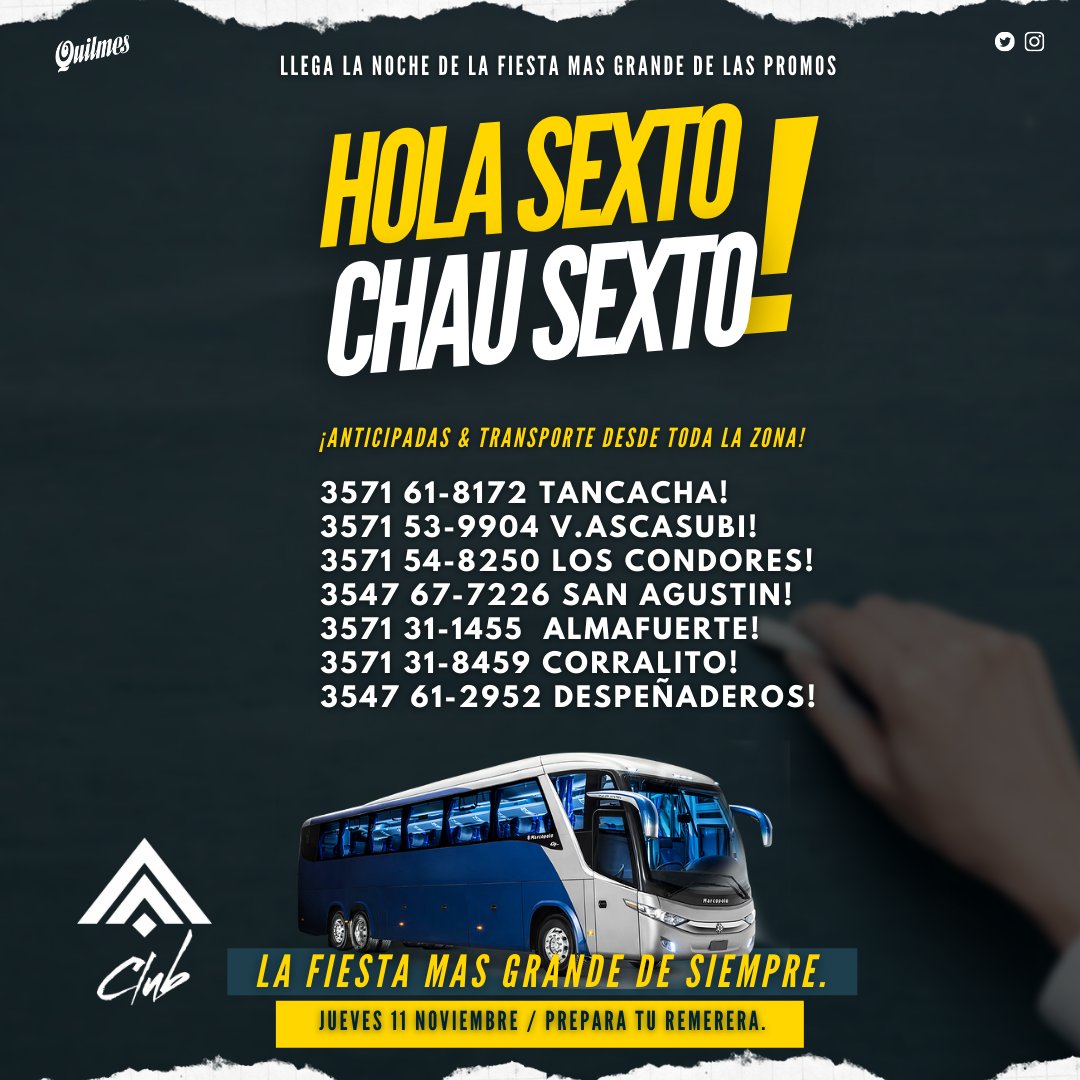 ClubA_Ok's tweet photo. LA MÁS GRANDE DE SIEMPRE
😜🔥‼️
Está llegando...
#HolaSexto #ChauSexto
#LasNochesDelClub #FiestaDeLasPromos https://t.co/jCCQ6PYicS