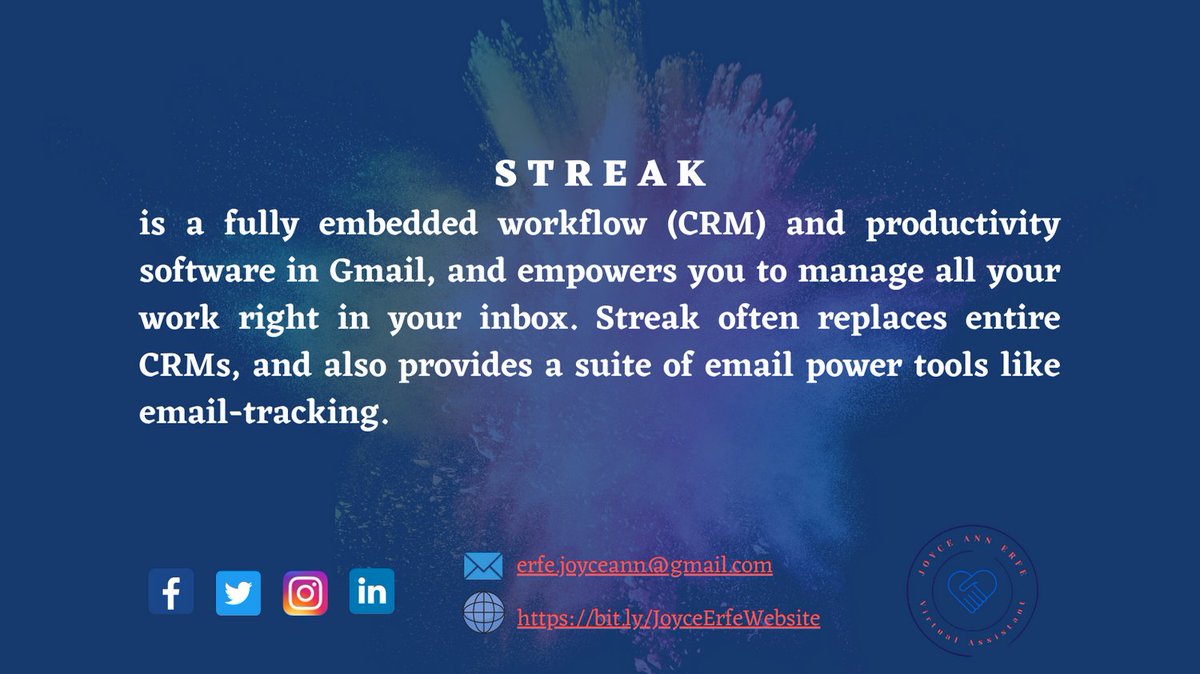 erfe_joyce's tweet image. Streak is a Customer Relationship Management built into Gmail. It oversees any workflow from your inbox. 📧

Streak tracks down everything and always has a frame of reference. 🙂

#JoyceAnnErfe #Streak #StreakForGmail #StreakGmail #CRM #CustomerRelationshipManagement