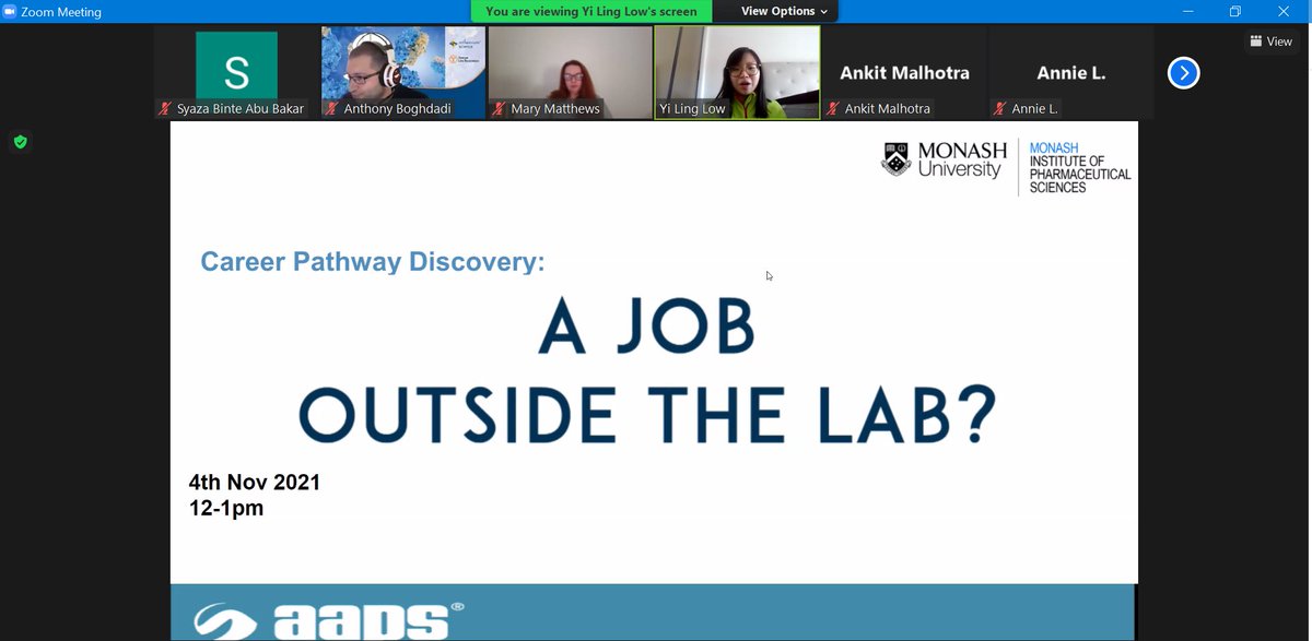 AAPSMonash's tweet photo. A Job Outside the Lab webinar happening now!✨ https://t.co/K2ty9LRR6E