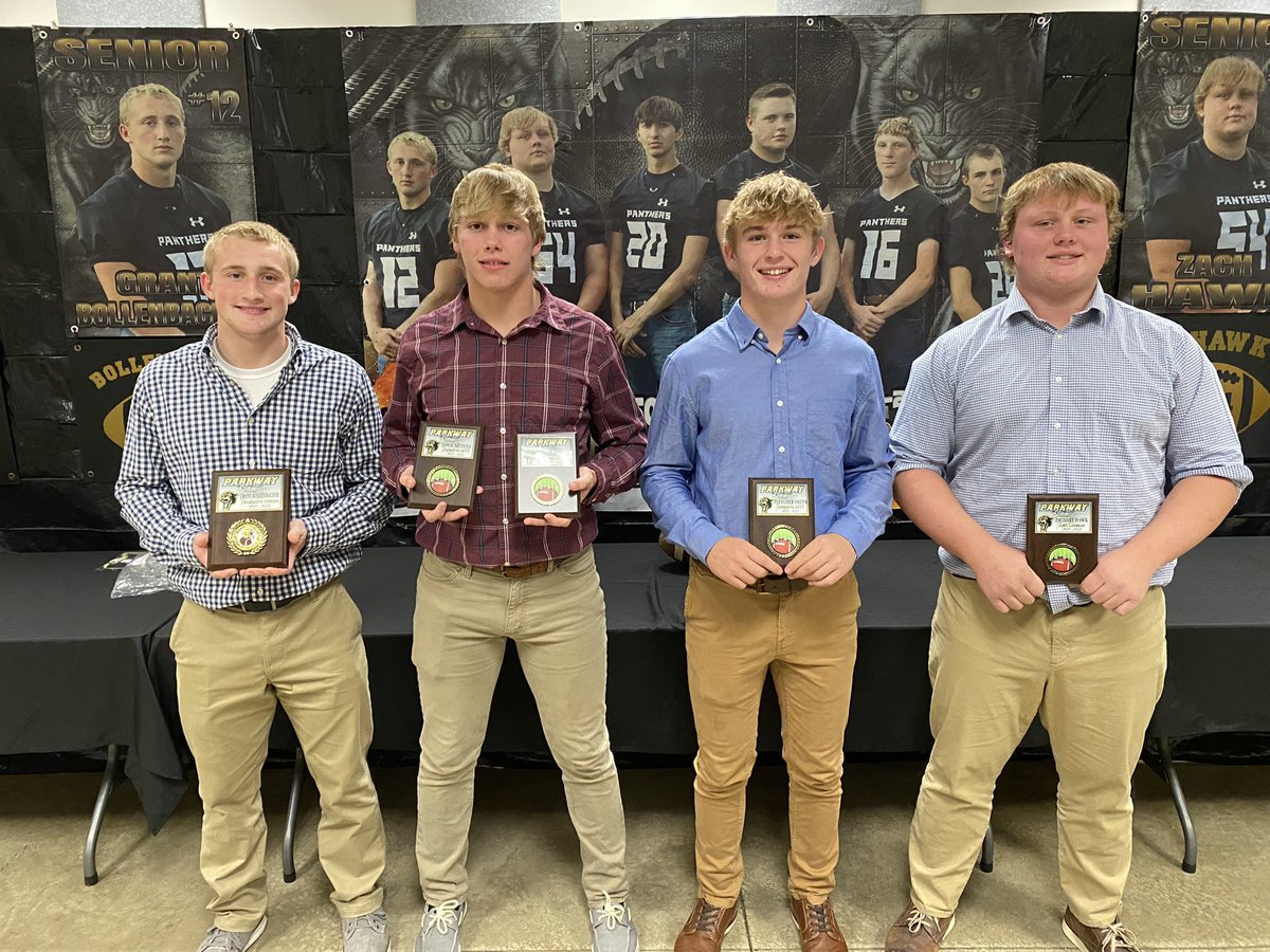 FbParkway's tweet photo. Congratulations to the following on their Team Awards!
Team MVP and Defense MVP
 Eddie Nichols
Offense MVP
Fletcher Smith
Best Lineman
Zach Hawk
Best Teammate
Grant Bollenbacher https://t.co/No1qkL1aEz