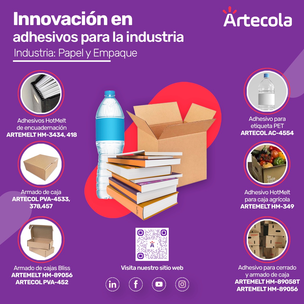 Nuestra empresa asociada Artecola Química cuenta con la mejor innovación en adhesivos para la industria de papel y empaque.
Conoce mas acerca de sus productos en:
artecola.com.mx