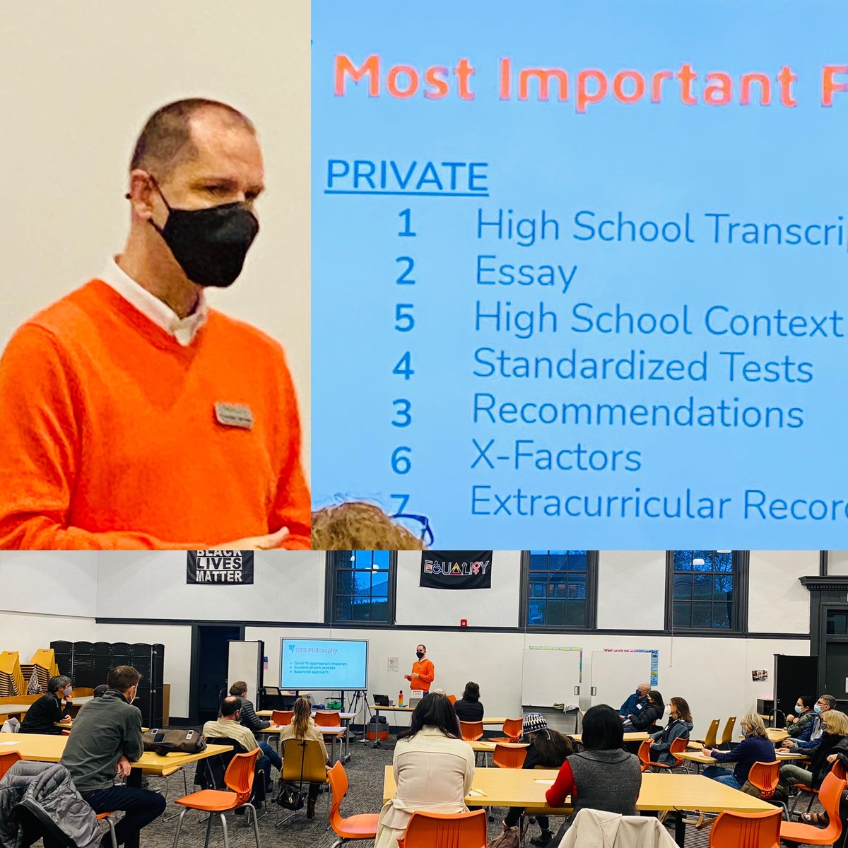 Tonight is College Night for parents and guardians of juniors ⁦@DTSchoolSeattle⁩. It is great to gather in person to get this exciting process started!