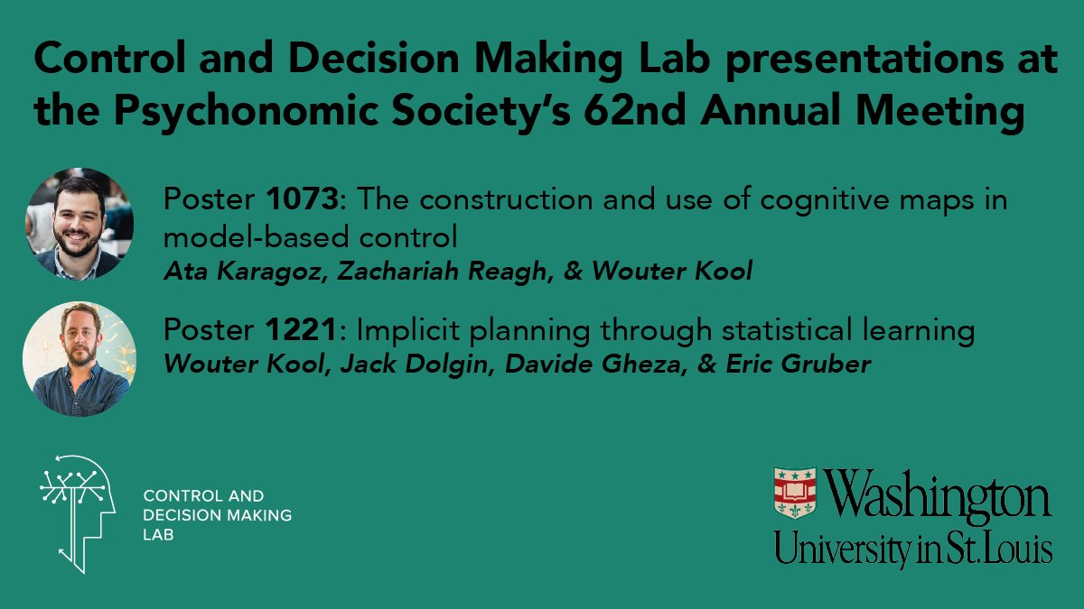 Come and check out our newest posters with work by <a href="/DavideGhez/">davideghez.bsky.social</a>, <a href="/jbdolg/">Jack Dolgin</a>, <a href="/AtaBK/">Ata Karagoz</a>, <a href="/bettina_nb/">Bettina Bustos</a>, <a href="/NRDlab/">Robert Wilson</a>, <a href="/zreagh/">Zach Reagh</a>, and <a href="/wouterkool/">Wouter Kool</a> tomorrow from 12-1pm CDT at Poster Session 1 for #psynom21! <a href="/Psychonomic_Soc/">Psychonomic Society</a>