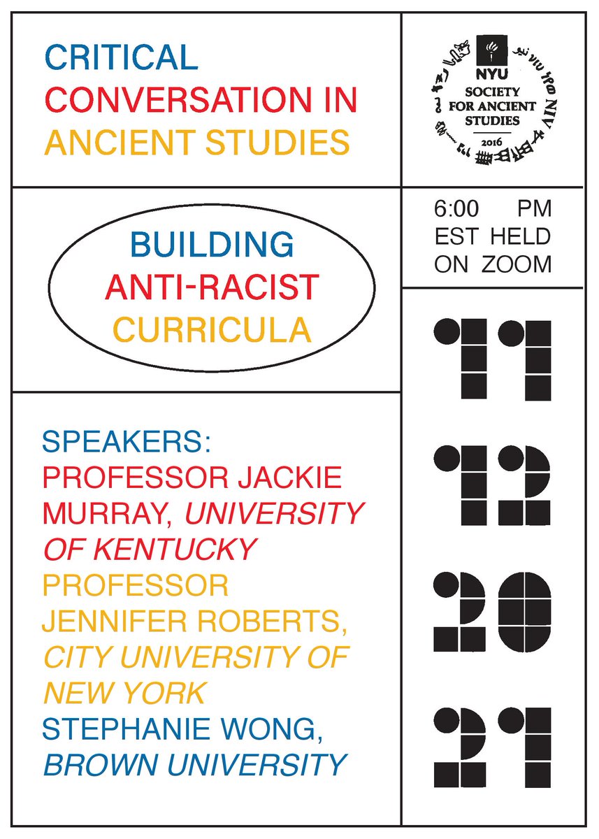 NYUniversitySAS's tweet photo. We are incredibly excited to announce the first installment of a new series:
Critical Conversations in Ancient Studies, taking place on the 12th of November at 6pm.

To RSVP, please use the following link: https://t.co/ny5GXlFJZ0 https://t.co/DRPlNiG3AZ