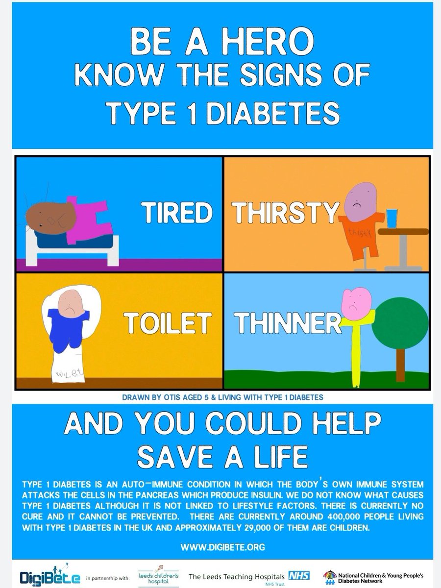 ChrisPH982's tweet photo. Knowing these signs of #Type1Diabetes helped me when I was diagnosed 20 years ago and helped my 9 year old son when he was diagnosed last year.
#DiabetesAwarenessMonth 
@DigiBeteUK 
@DiabetesUK @Diabetescouk https://t.co/PUcRFeYPKN