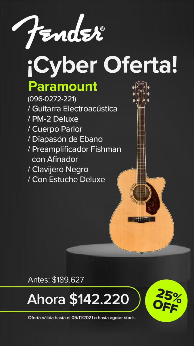 unpluggedmusic2's tweet photo. 🔥Llego él cybermonday🔥
.
.
Les dejamos estas imperdibles ofertas,momento ideal para cambiar tus instrumentos 
.
.
#cybermonday #music #musica #oferta #fender #squierfender https://t.co/CrghH5rynI