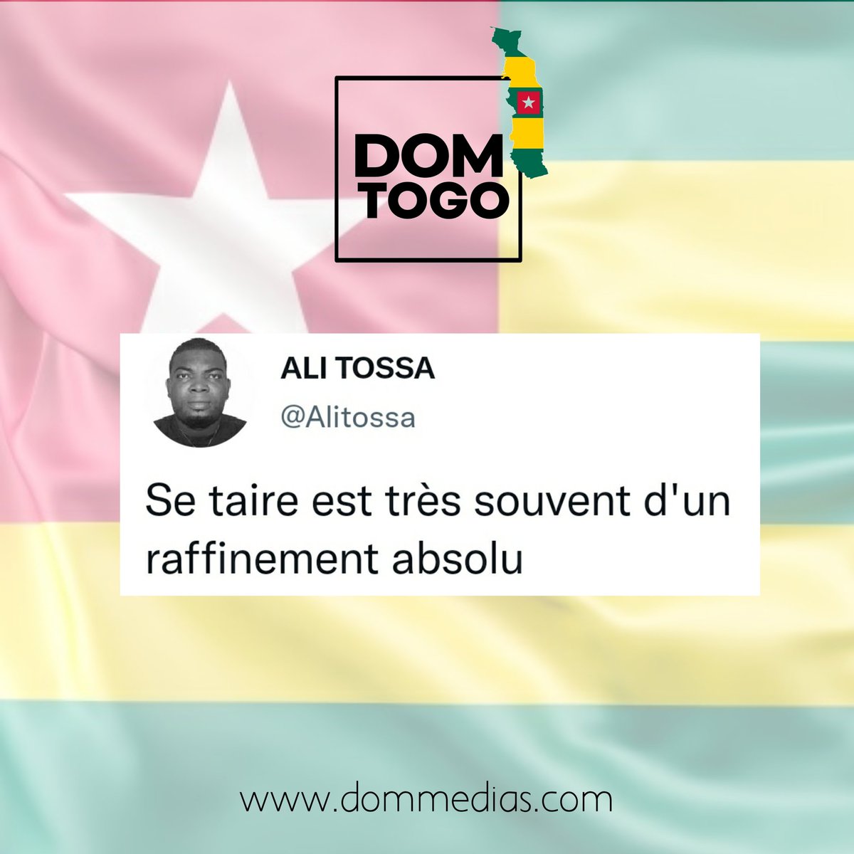 dom_togo's tweet photo. Se taire est très souvent d'un raffinement absolu.... @Alitossa

La pertinente élégance de cette assertion ne pouvait se limiter qu'à un RT 🤗 https://t.co/tHKenFXiy3 

#DomTogo #TgTwittos #Togo 
@DomMedias https://t.co/UDjUecaho8