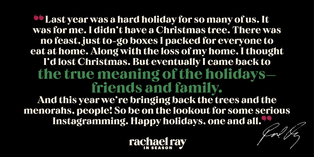Our Holiday issue hits newsstands THIS Friday, with 60+ new crowd-pleasing, house-warming recipes, ideas for hosting &amp; toasting your way through winter gatherings, and gifts for everyone on your list. Grab a copy on your next grocery run, or subscribe at rachaelraymag.com!