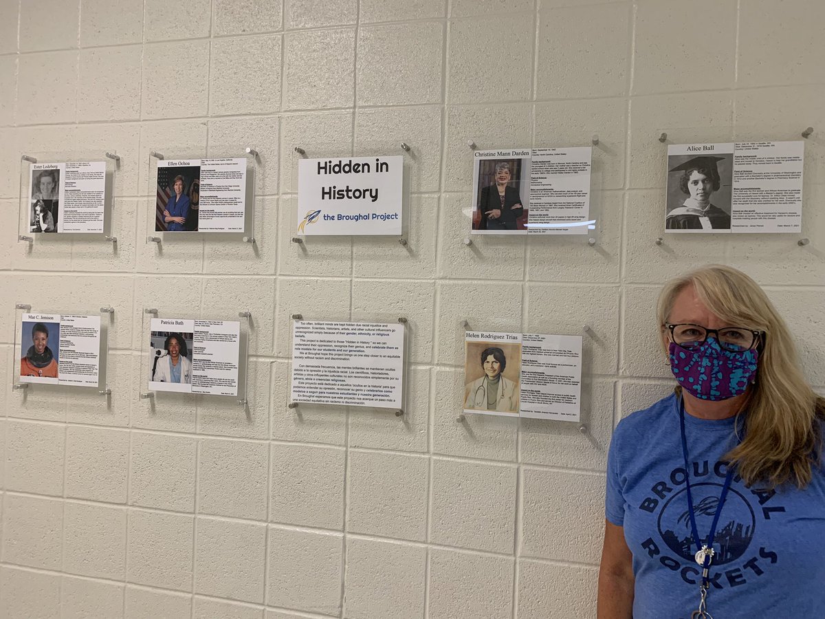 lpvento's tweet photo. Finally! The Hidden in History  project is installed @BASDBroughalCS! I’m so proud to be a Rocket 💛💙 #BuildingBethlehem #broughalblessed #Equity #BLM https://t.co/22MZ1OCILI
