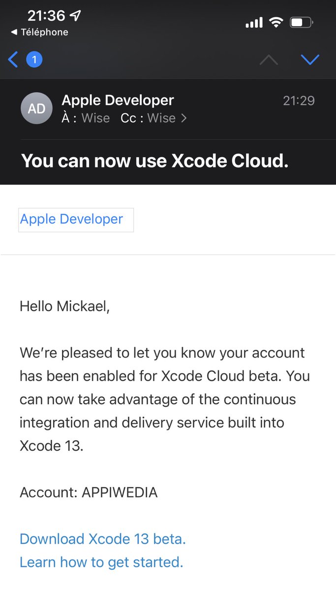 Appiwedia's tweet image. Xcode Cloud is now ready for me 😍#XcodeCloud #Xcode #Apple