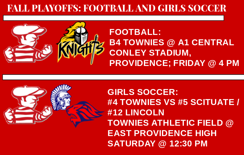 Dates and game times for Football and Varsity Soccer's playoff games have been set, featuring a Friday daytime Football game and a Saturday Girls Soccer home game. All that's left to settle is who girls soccer will be facing. #AnyGivenGame