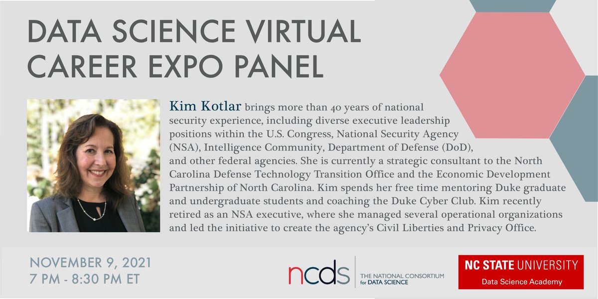 NCState_DSI's tweet photo. Registration is open for NC State’s all-campus Data Science Virtual Career Expo https://t.co/6zV3L5QvpJ hosted by the Data Science Academy. Nov 9 from 10 am - 3 pm with a mid-day entrepreneurship workshop and evening career panel 7-8:30 pm to register: https://t.co/FK5sIzcfvJ https://t.co/n8aCb1Oect