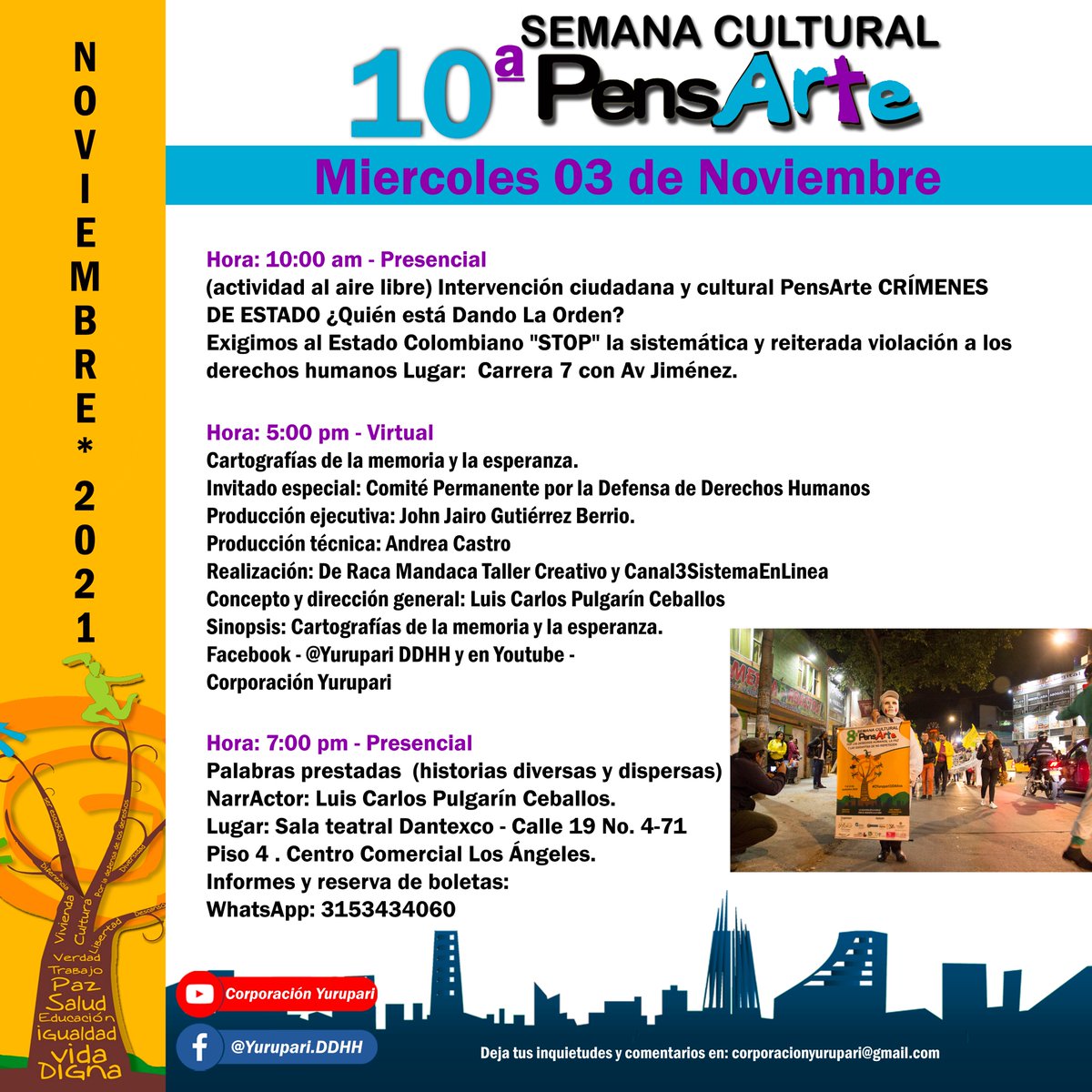 Ccajar's tweet photo. #HOY
¡Únete a la 10a Semana Cultural PensArte con toda la programación que tenemos para ti!
No te lo pierdas👇
#10añosporlosddhh #bogota #colombia #yurupari https://t.co/1kGXBNLdBF