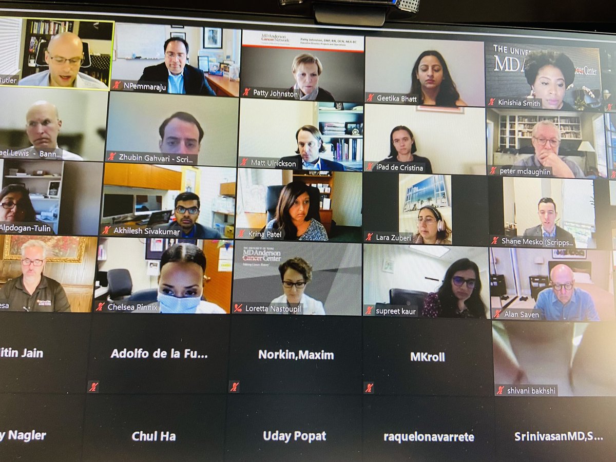 doctorpemm's tweet photo. Phenomenal virtual meeting today for the MDACC Network Hematology Retreat ! Wonderful discussion of ideas 💡 on various topics &amp; key exchanges of best practices including leukemia,MPN,myeloma,lymphoma, SCT &amp; CAR-T. @MDAndersonNews #endcancer #mmsm #leusm #BPDCN #MPNSM #bmtsm 🙏🏾 https://t.co/zZ22y3oYvf