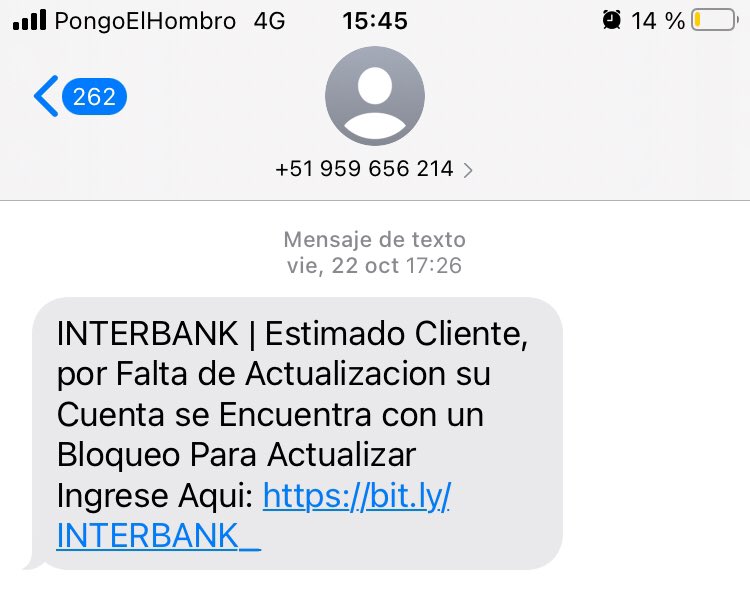 ocram's tweet photo. dos semanas en el Perú y no hay día que no me llegue un mensaje de estafa https://t.co/FlESYkqYgR