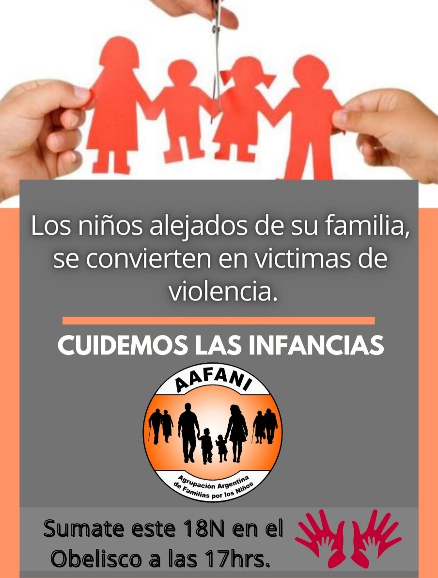 AAFANI_Arg's tweet photo. Te esperamos el 18 de noviembre a las 17 hs,  para manifestarnos por ellos!! Defender sus derechos es responsabilidad de todos.

#NoMasHijosRehenes 
#NoMasNietosRehenes 
#maltratoinfantil
#ConLosChicosNo 
#obstrucciondevinculos https://t.co/Mpuxibc6wF