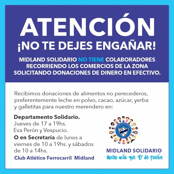 Club Atlético Ferrocarril Midland on X: #MidlandSolidario Información  importante ➡️⬇️  / X