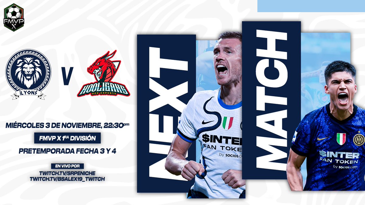 iLyonSss's tweet photo. 🚨 𝘿𝙄𝘼 𝘿𝙀 𝙋𝘼𝙍𝙏𝙄𝘿𝙊 🚨

🆚 | @HooligansFC3 
⏰ | 22:30 PM
🏆 | #FMVPpretemporadaX 

🆚 | #hgsesports
⏰ | 23:00 PM
🏆 | #FMVPpretemporadaX 

#ProClubs | #Xbox | #eSports | #FIFA22 | https://t.co/uHMf3Sevyj