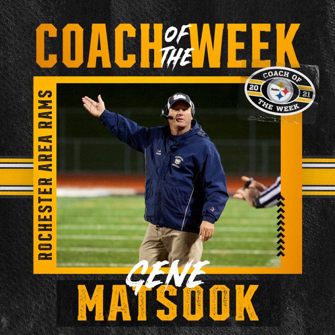 RochesterAthle1's tweet photo. Thank you @SteelersYouthFB for recognizing Coach Matsook as COACH of the WEEK! Congrats Coach Matsook! https://t.co/g6rvZaGFKJ