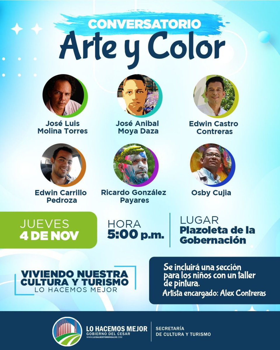 aralfa21's tweet photo. La verdad sea dicha, las tardes de #ViviendoNuestraCulturayTurismo, se han convertido en un espacio agradable y lleno de magia promovido desde la @GobdelCesar este Jueves presenta el conversatorio #ArteyColor recuerden 5:00pm. @IvanMurgasValle https://t.co/JWC47iva5f