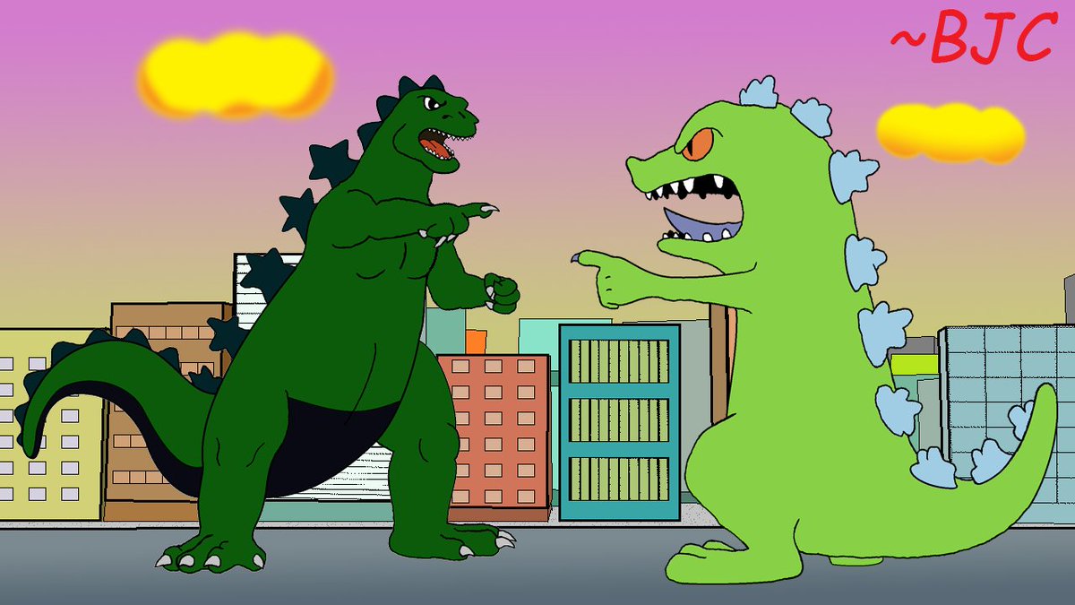 ...I went back and remade an old HB Godzilla piece I made of him facing off...