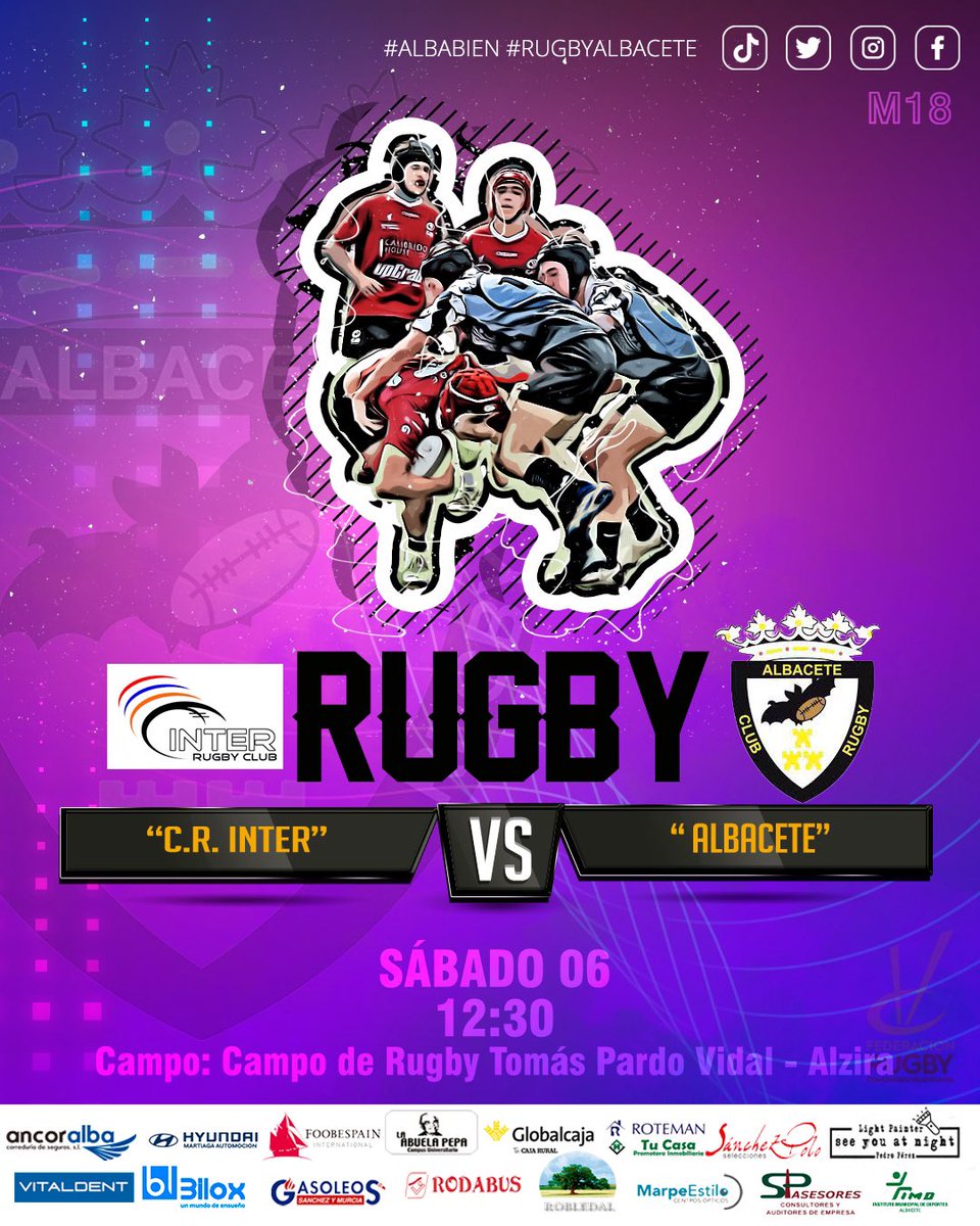 ¡Volvemos al terreno de juego! 🙌🏻🏉

M18
🕘 Sábado 6 a las 12.30h
🏉 vs <a href="/interrugbyclub/">Inter RC</a> 
🏟 Campo rugby Tomás Pardo Vidal (Alzira)