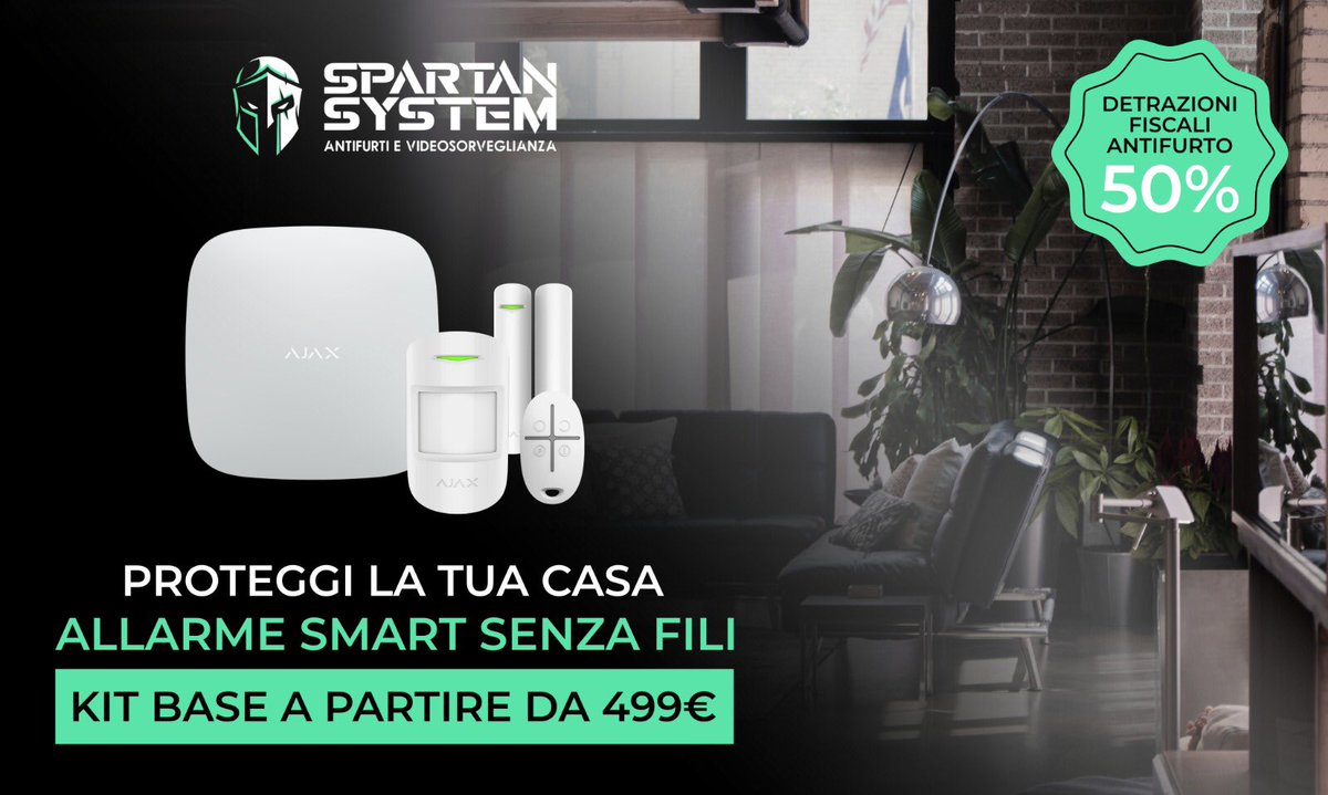 system_spartan's tweet photo. Promozione novembre!
Antifurto kit base a partire da 499€. 
Il massimo della sicurezza ad un prezzo imbattibile.
Per info contattateci.
https://t.co/OzuoL1J9R0 
.
.
#antifurto #ajax #ajaxsystem #sicurezza #detrazionefiscale #detrazione #promo #impiantoallarme https://t.co/t3nqUWbVnx