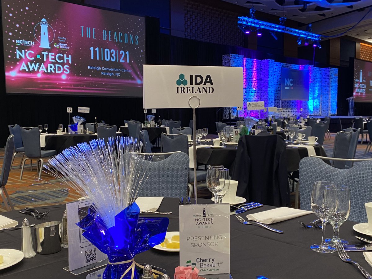 We’re all set here in Raleigh for #nctechawards. So good to be back doing this in person and supporting the great work of ⁦<a href="/NCTA/">NC TECH Association</a>⁩ ⁦@marymcevoy⁩ ⁦<a href="/IDAIRELAND/">IDA Ireland</a>⁩