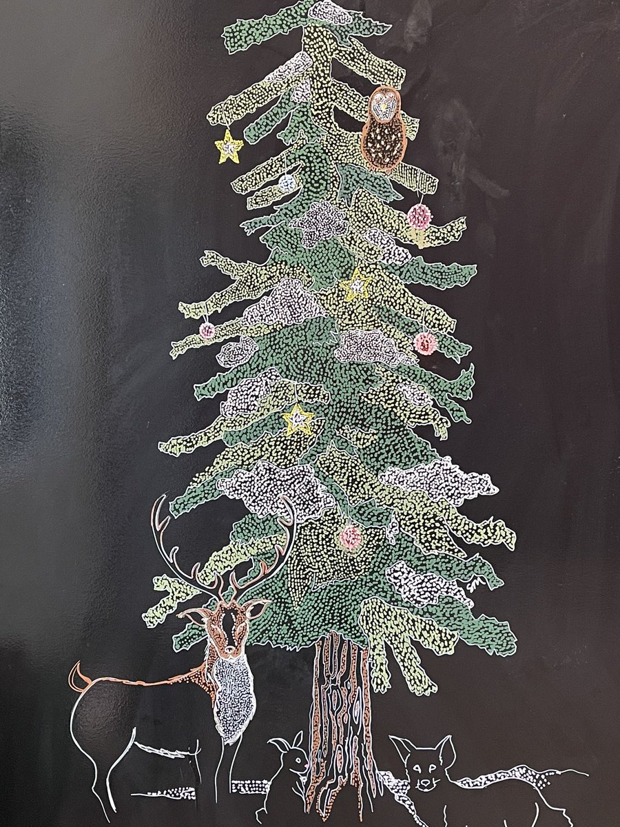 stevemckinnis's tweet photo. #starting a new #anytimefitness #mural part #christmas part #thanksgiving mashup - no idea who did the original. Dot… dot… dot.
#moretocome
#drawing #liquidchalk #freehand https://t.co/ruAdZYh3Fy