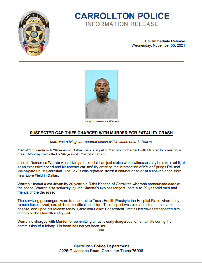 Carrollton TX Police tweet media