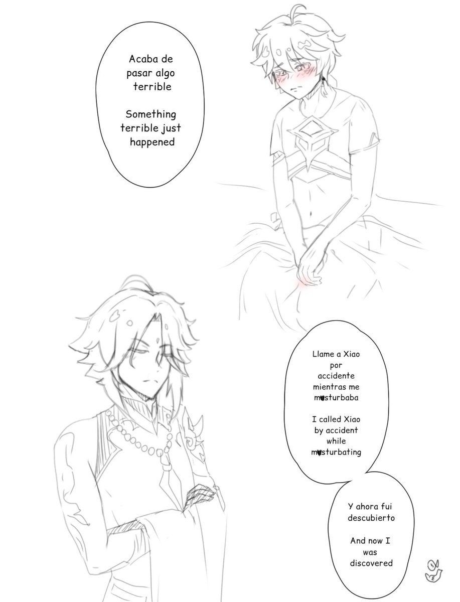 LeFishPalome's tweet photo. Aether no sabe que hacer. ¿Que estará pensando Xiao al respecto? 

Aether doesn't know what to do. What is Xiao thinking about it? 

#xiaoxaether #animebl #bl #mangabl #boyslove #blart #yaoimanga #fujoshi #boyxboy #manhwabl #genshinimpactyaoi #yaoihard #blcomedy #yaoilove https://t.co/D7vHFc2eCn