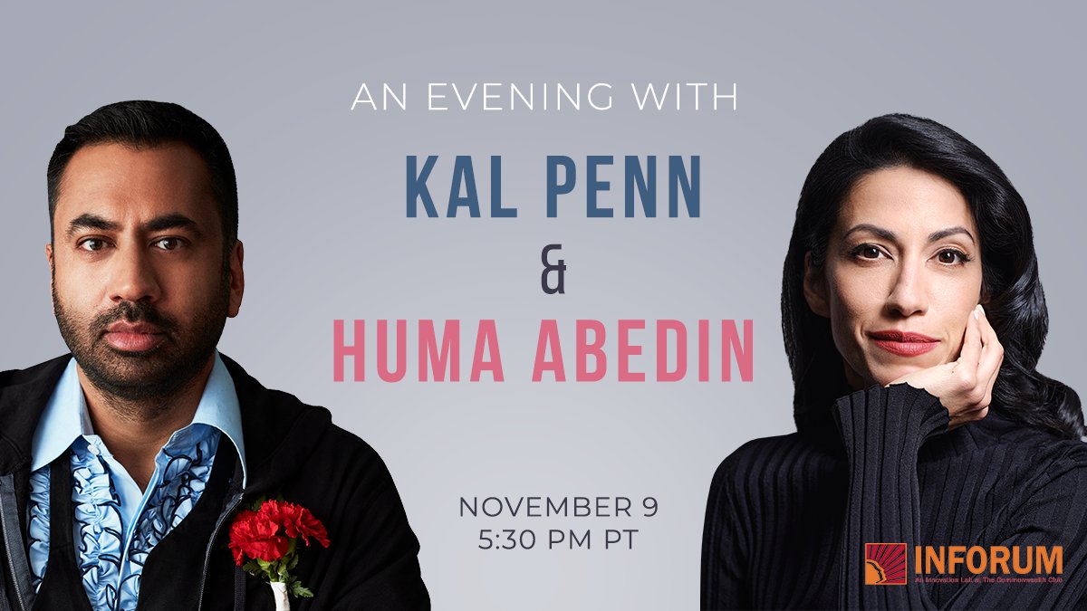 INFORUMsf's tweet photo. On Nov 9, @HumaAbedin and @kalpenn will be in conversation @ #INFORUMsf. They’ll discuss everything from careers in #Hollywood to #Politics in light of the American Dream as descendants of immigrants—and, of course, their new books!
Tix here: https://t.co/A5IsduNh0O https://t.co/BxprHzubC0