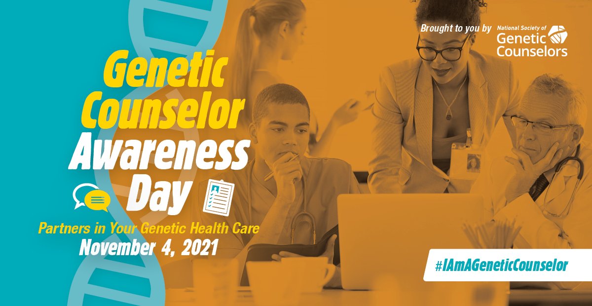 GeneticCouns's tweet photo. Join us tomorrow morning on our Facebook, Twitter and LinkedIn live at 9 a.m. CT to kick off #GCAwarenessDay with NSGC President @GenomeGrl and JEDI Vice Chair @kalthegc! #GCChat #IAmAGeneticCounselor https://t.co/ZsUrY0SG0v