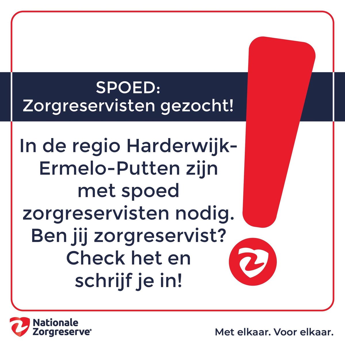Ben je of ken je iemand met een zorgachtergrond in de VVT die in wil springen nu het nodig is  ….