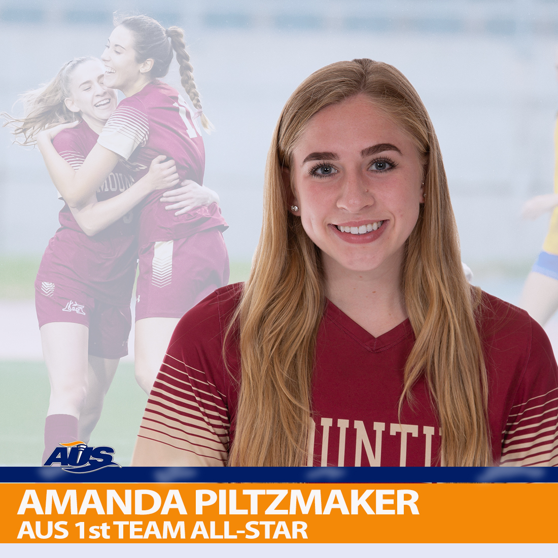 Congratulations to Women's soccer Mountie Amanda Piltzmaker for being named an AUS 1st Team All-Star. Piltzmaker finished tied 4th for goals in the AUS with 5. #mountiepride