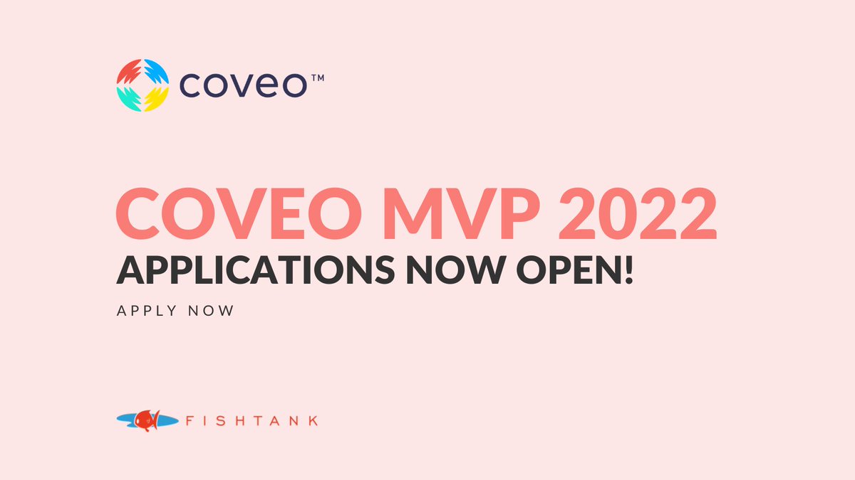 🏆Join the ranks of leading Coveo experts (including Fishtank's, Dan Cruickshank)

🚀If you've made significant contributions to the Coveo community, you should apply!

👨‍💻Applications are open from October 18th to November 15th, 2021, so don't wait! bit.ly/coveo-mvp
