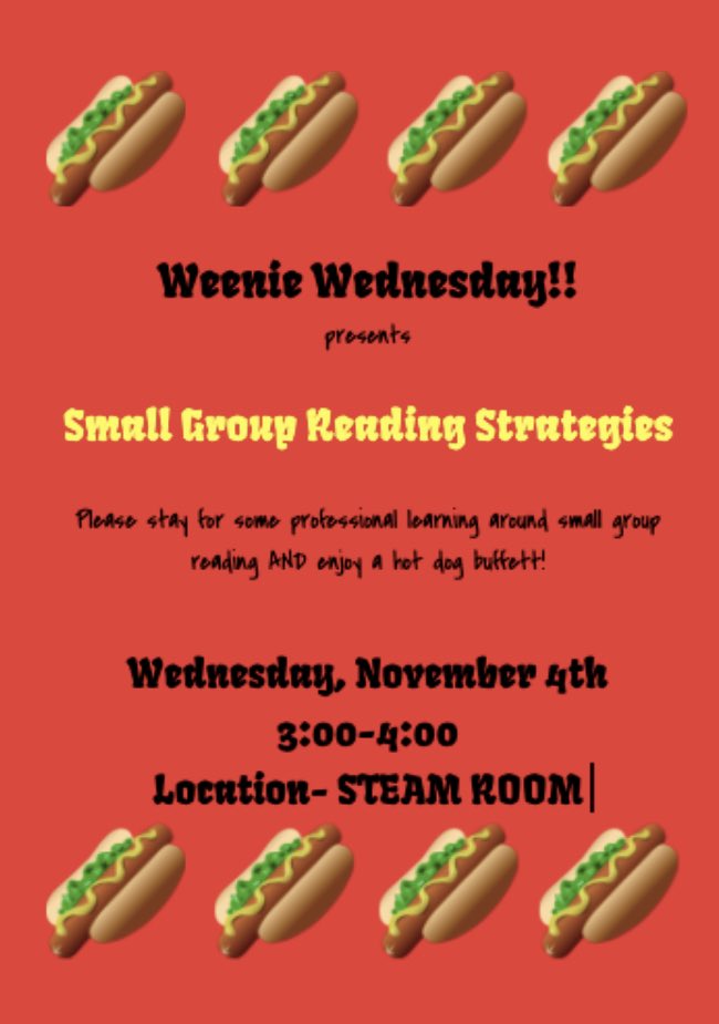 the_MsPolley's tweet photo. Thank you #HatchTiger teachers for attending our first Weenie Wednesday Professional Development! 

@OakPark97 https://t.co/wSOoY3QMY5