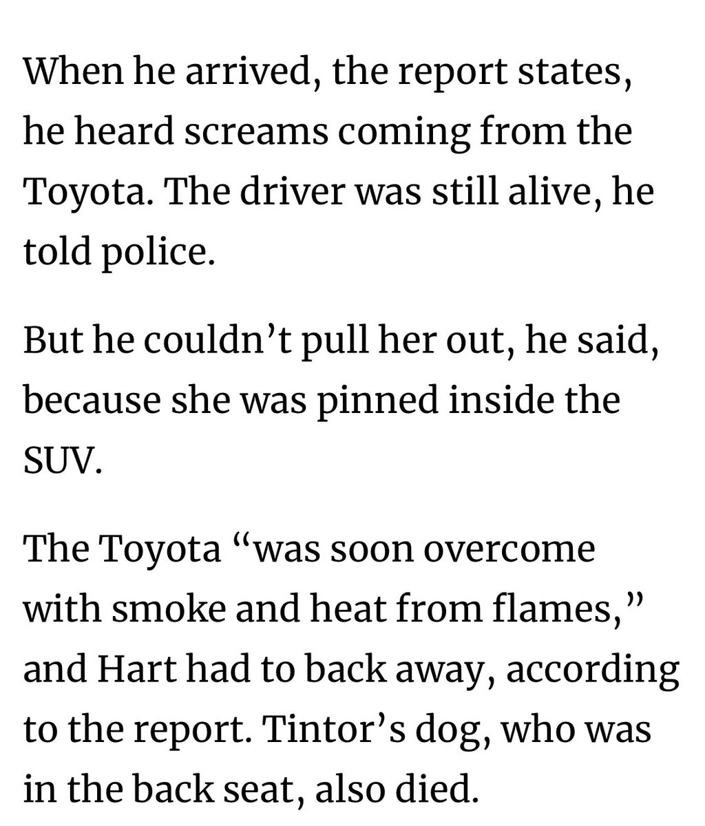 ag24_np's tweet photo. Holy shit it still somehow keeps getting more horrific. RIP Tina Tintor. This was just such a preventable tragedy. I can’t even imagine what is was like for bystanders to hear her screaming and on fire. Just picturing that sentence is traumatizing jfc https://t.co/fdJAu1C81j